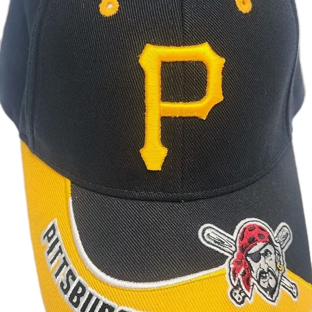 Pittsburgh Pirates Hat MLB Black Gold Adjustable Strapback Cap Fan Favorite OSFA